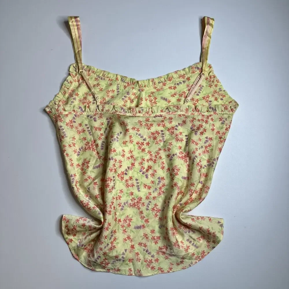 Vintage Cabernet Sleepwear Womens Medium Yellow Floral Nightie Adjustable Straps